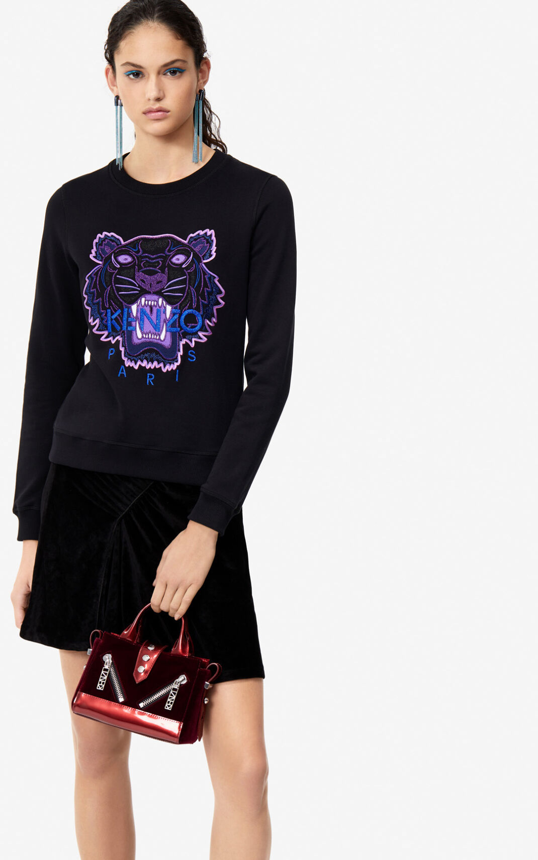 Kenzo Tiger Sweatshirt Bayan Siyah | 7905-EUDPM
